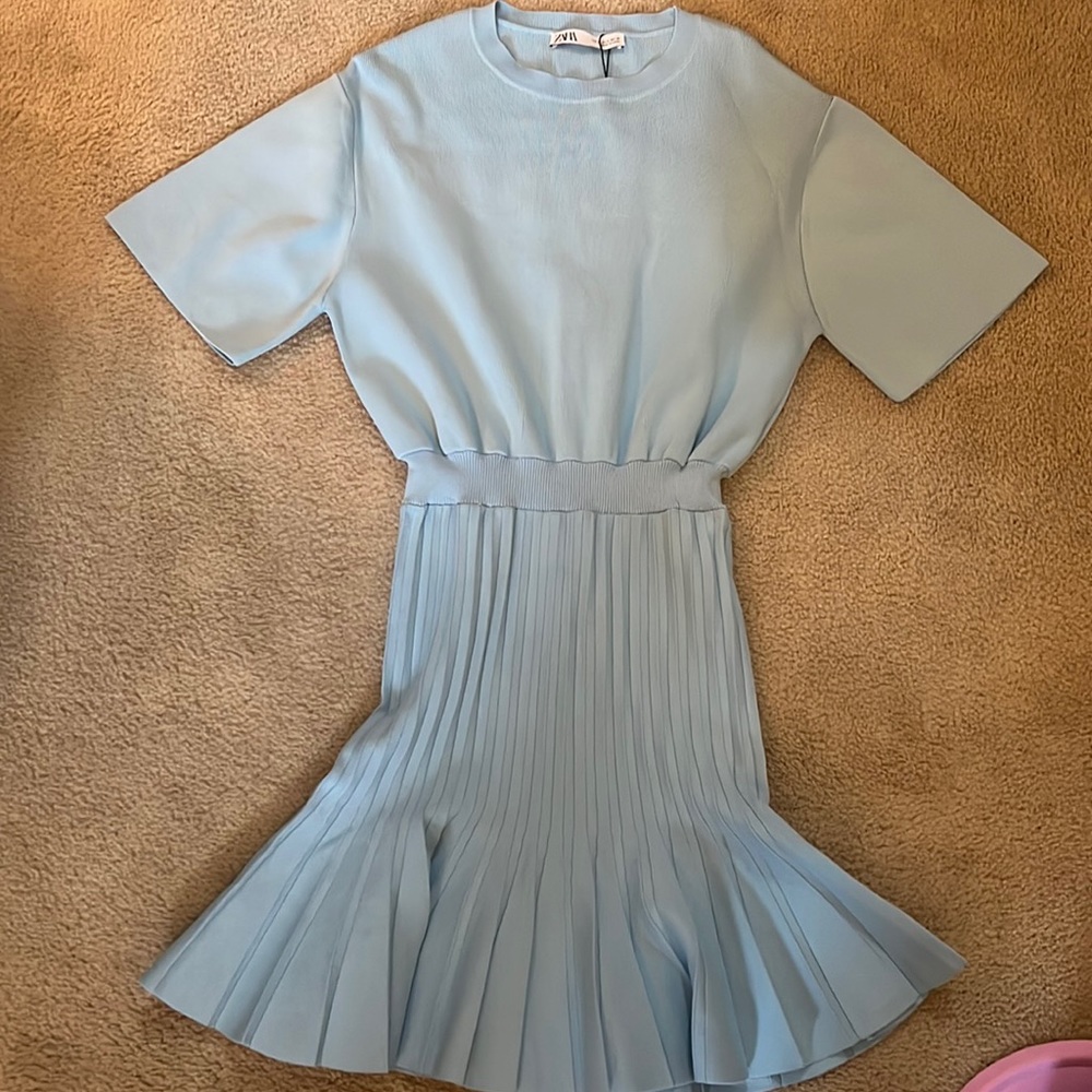 Baby blue knit dress